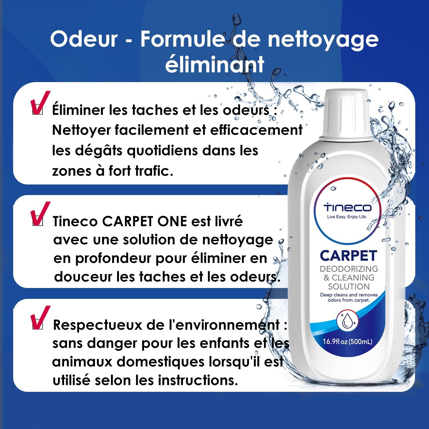 Détergent de nettoyage de tapis Tineco pour le nettoyeur de tapis intelligent de la série CARPET ONE