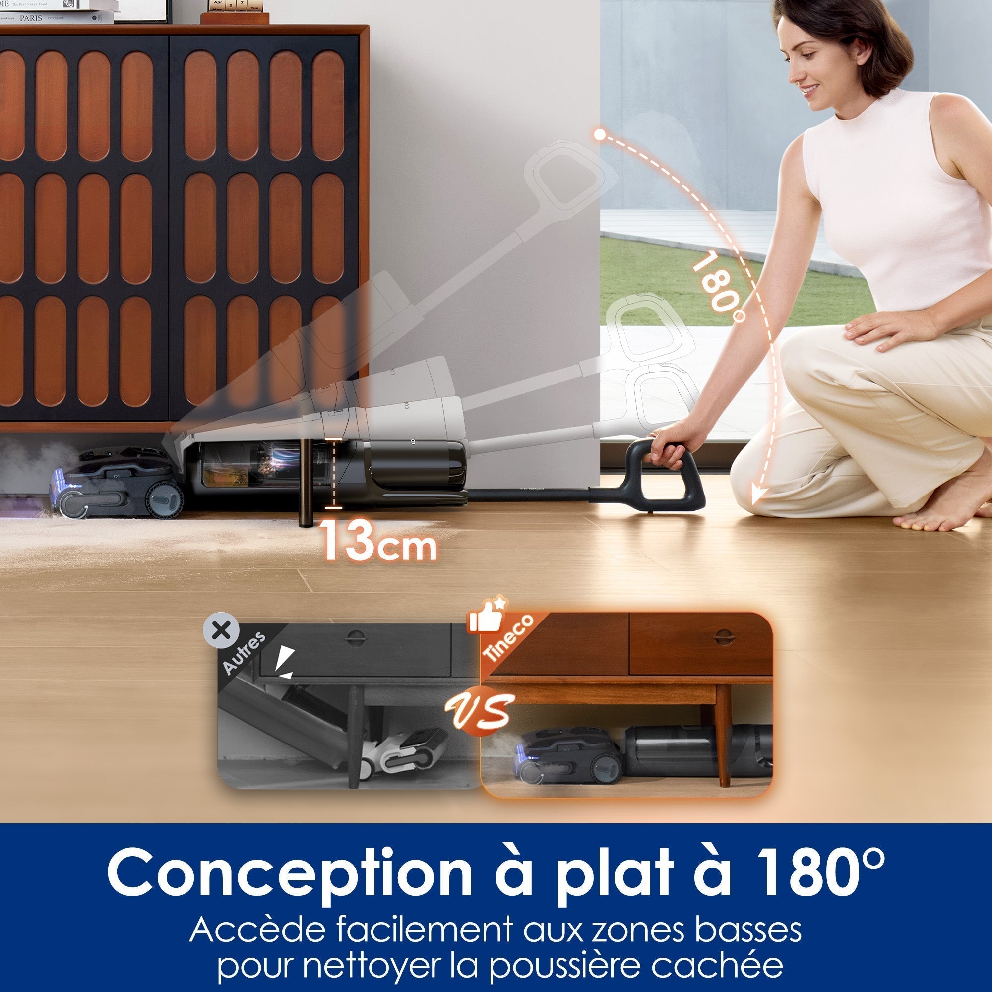 Tineco FLOOR ONE S7 Stretch Steam Aspirateur Balai Vapeur Sans Fil Tout-en-Un